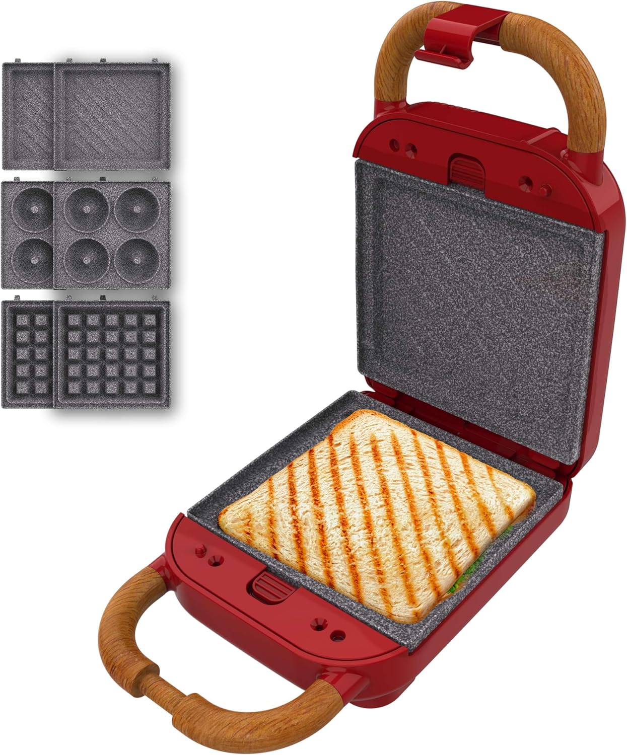 Cecotec - Rock'nToast Retro One - 700W, 3 plaques, revêtement RockStone