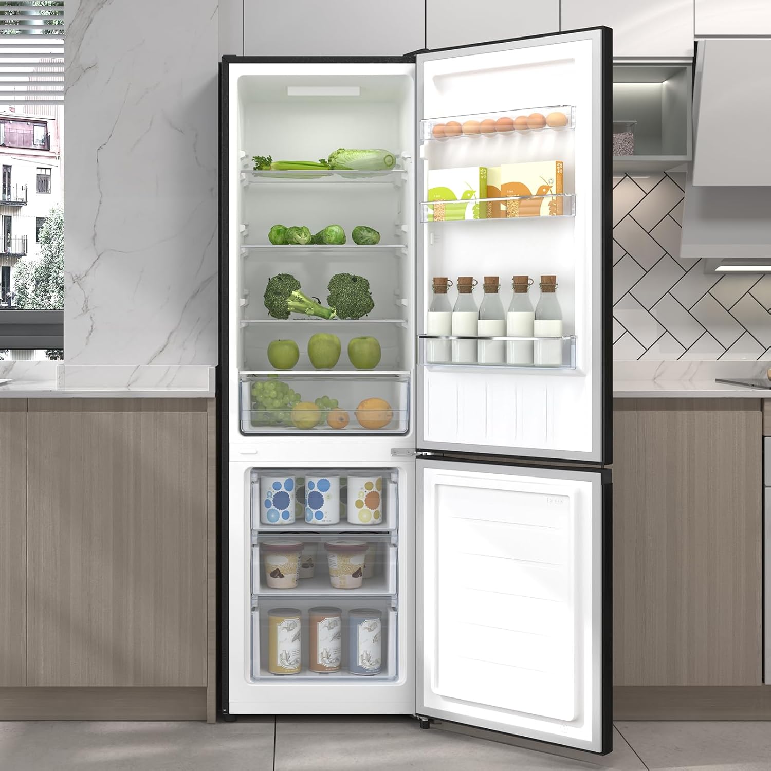 CHIQ - FBM260L - 262L bas inox, low frost, portes réversibles, 39dB