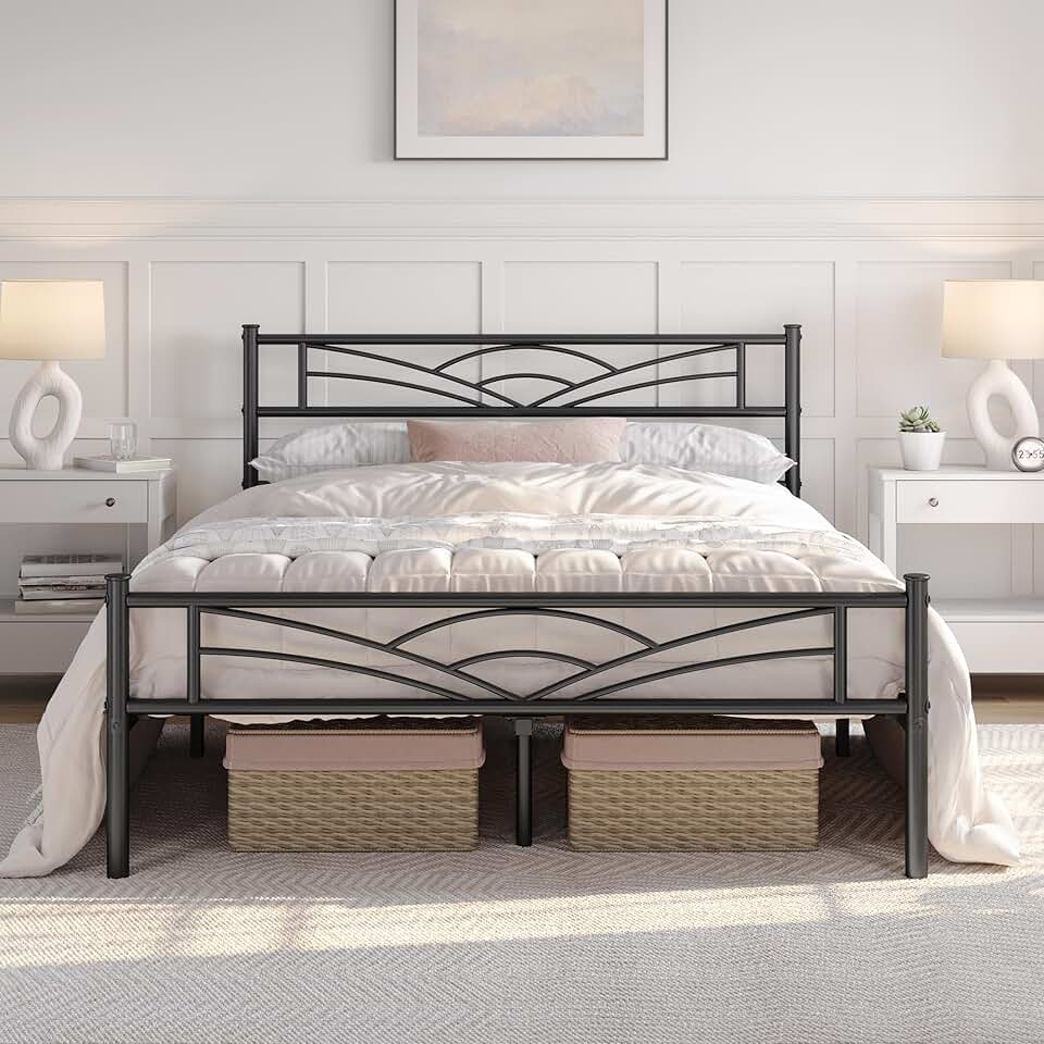 Yaheetech - Lit métal simple - 140x200cm - montage facile, gain de place