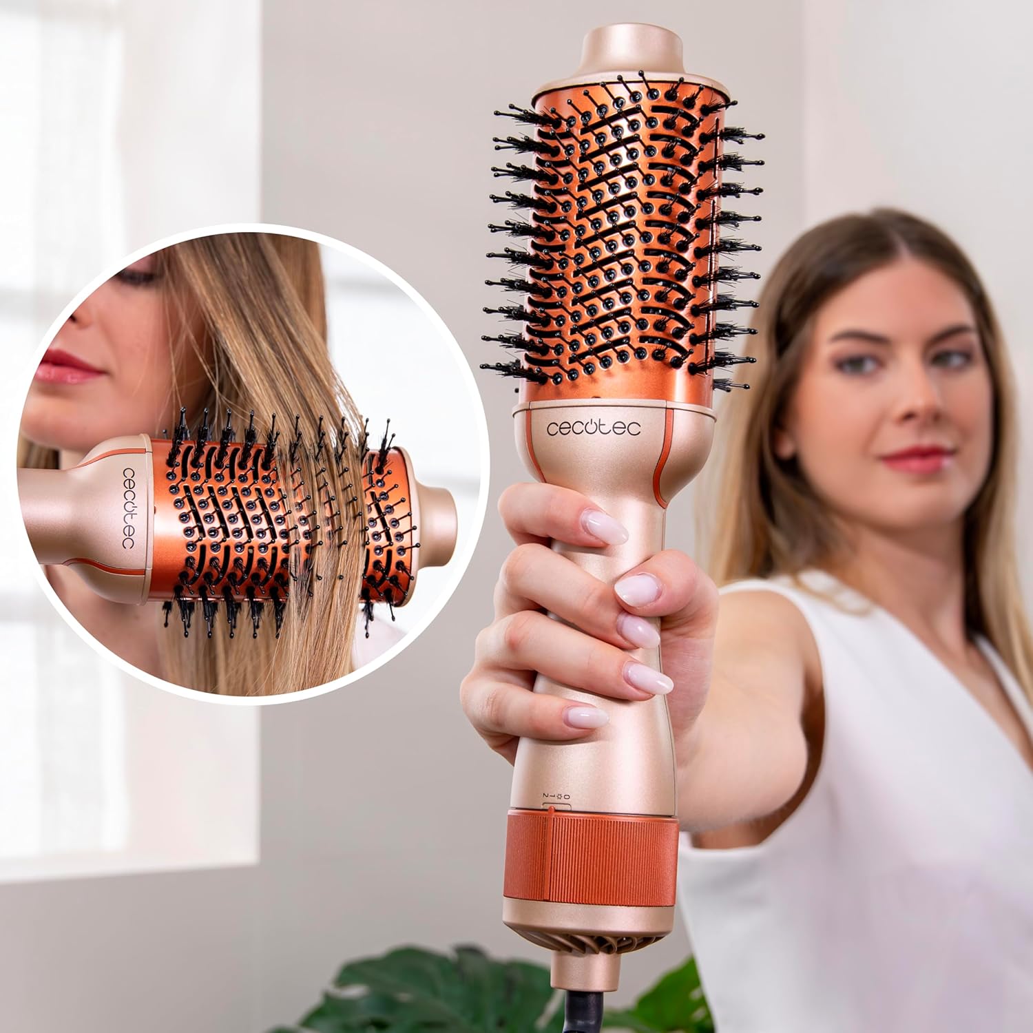 Cecotec - Brosse Volumisante CeramicCare - 1200W, céramique, 3 modes, kératine, huile d'argan
