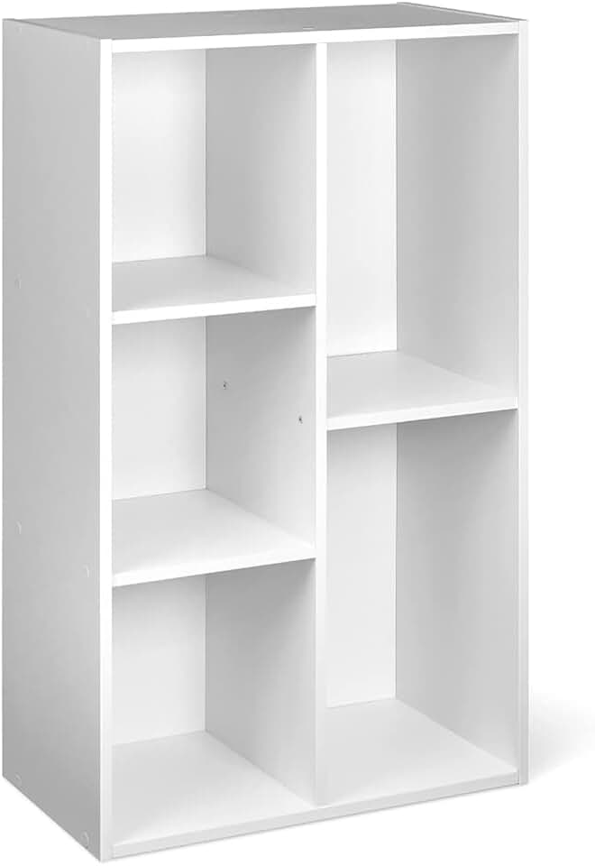 maxy-dealz Basics - bibliothèque 5 compartiments - 50x24x80cm - blanc, rangement polyvalent