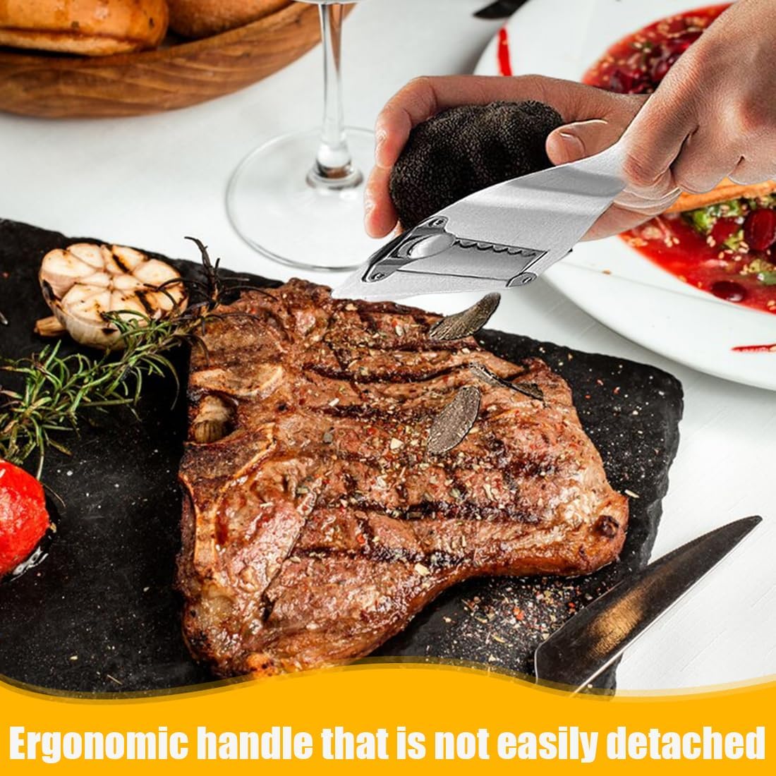 Trancheur de truffes inox réglable, lame ajustable, trou suspension