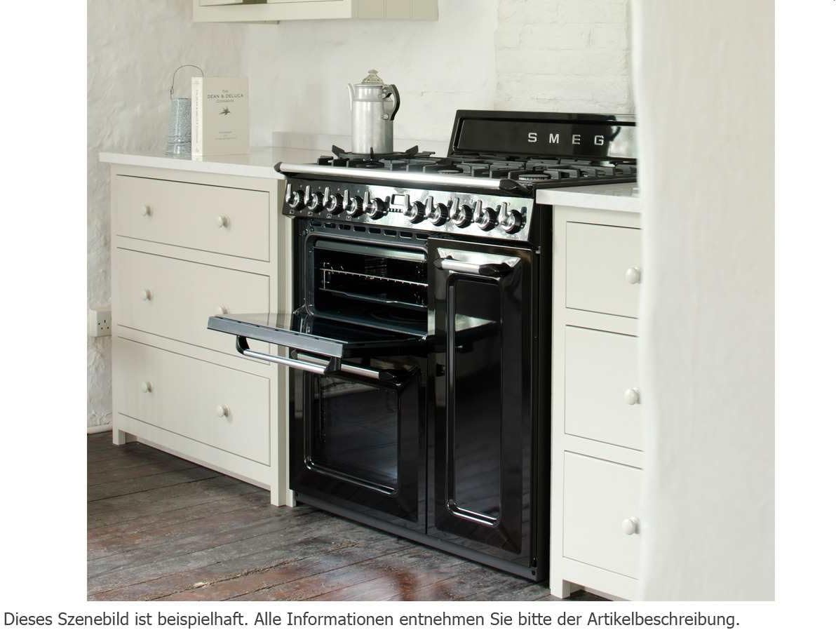 Smeg - TR93BLD - Cuisinière 90cm - 3 fours, gaz, noir, commandes frontales