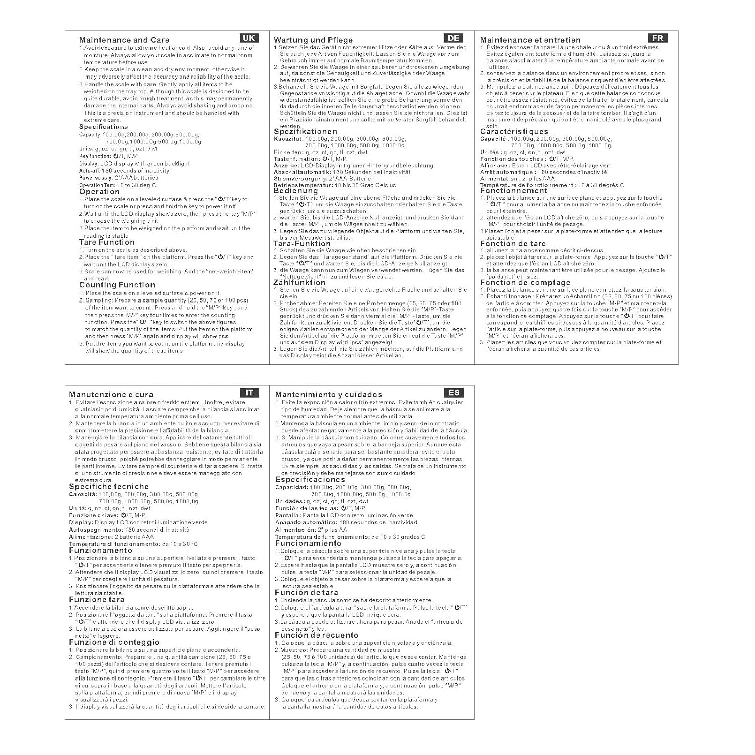 GeekerChip - Balance de cuisine numérique, 0,01-1000g, écran LCD, multifonction