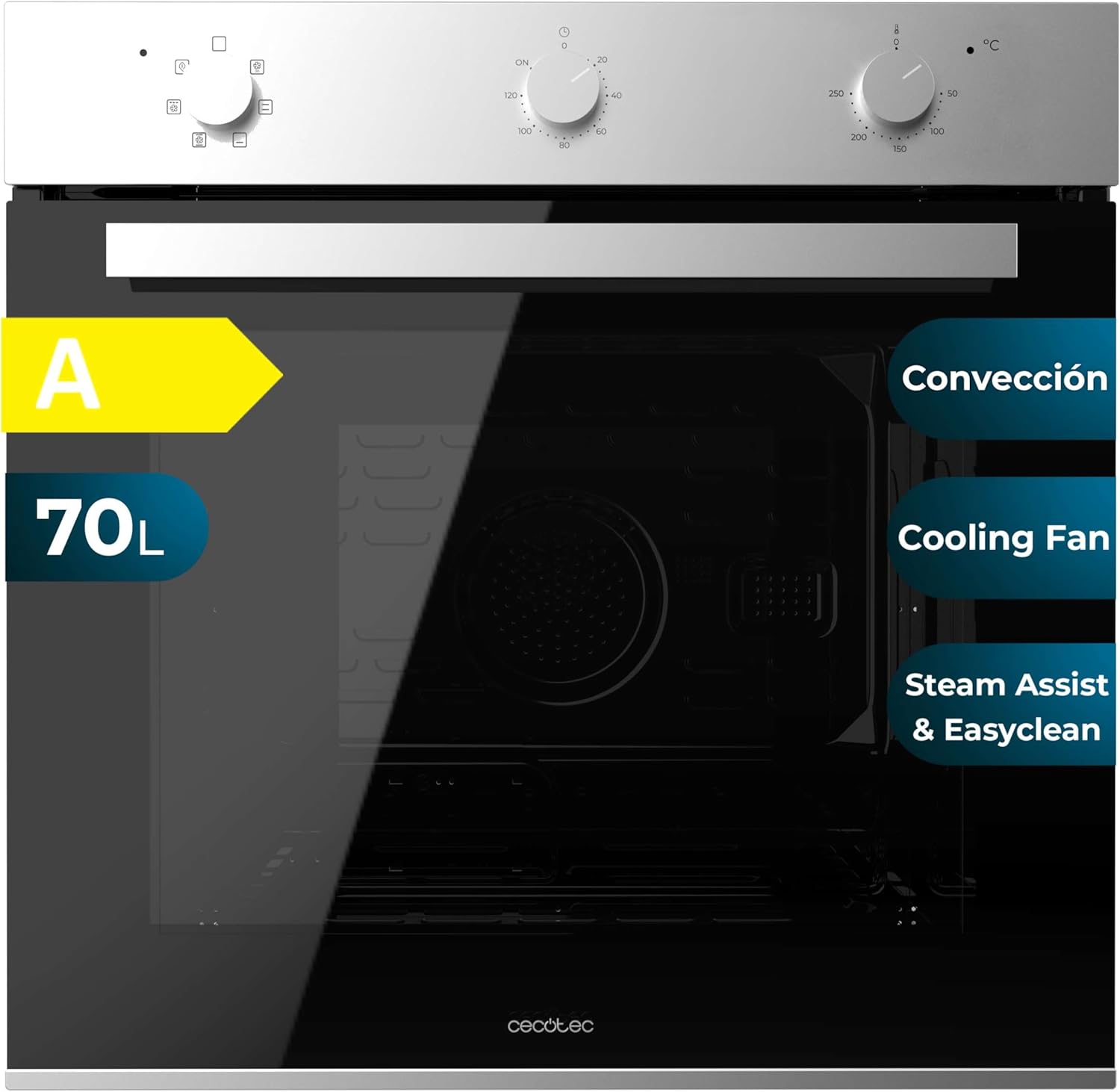 Cecotec - Four encastrable multifonctions, 70L, 6 modes, 2800W, classe A, M236000