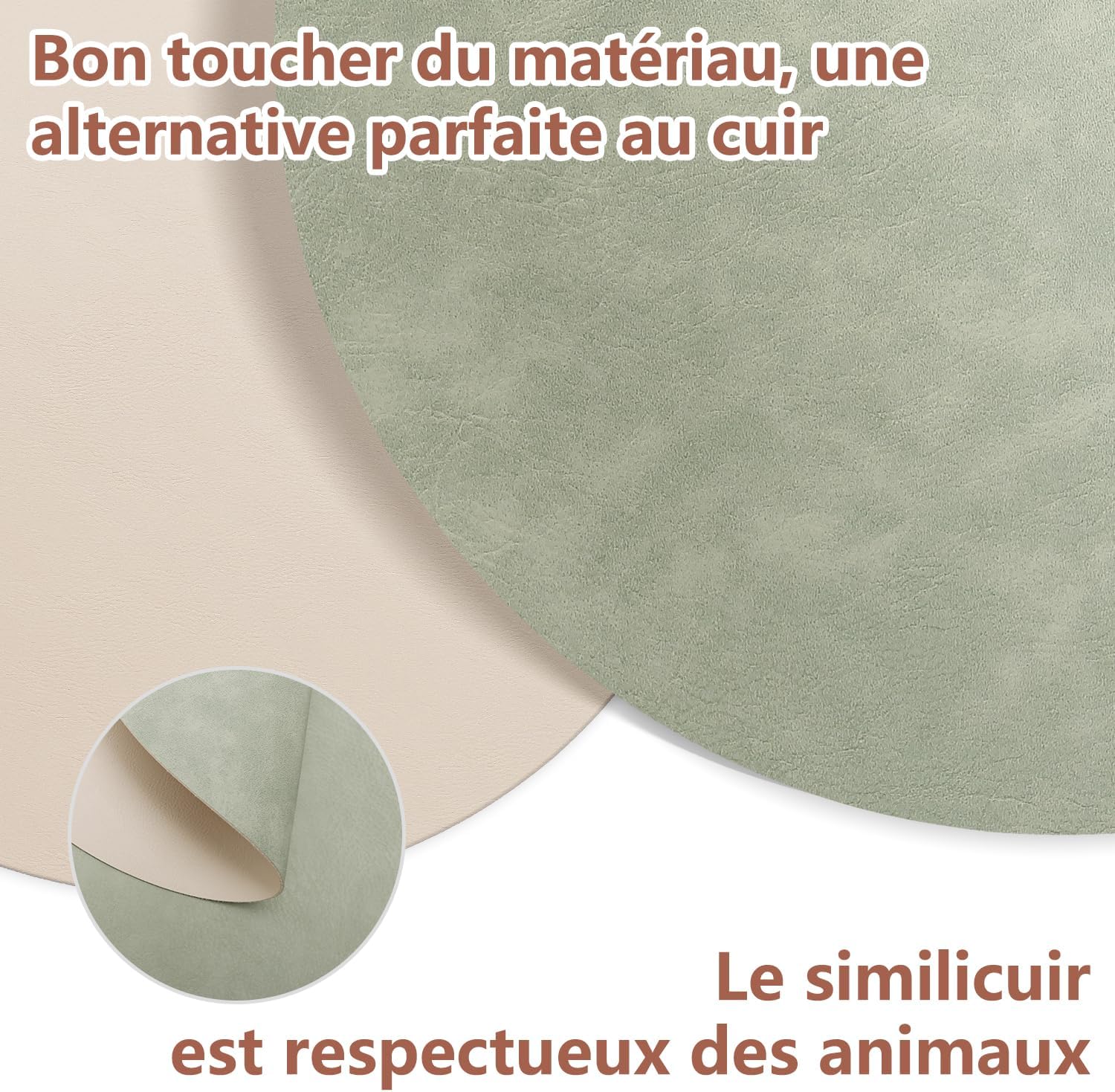 Set de table - lot 6 rond double face 36x36cm lavable antidérapant