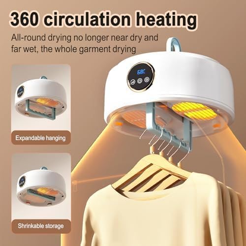 Séchoir chauffant d’intérieur - 600W, minuterie, multi-vitesses, séchage rapide