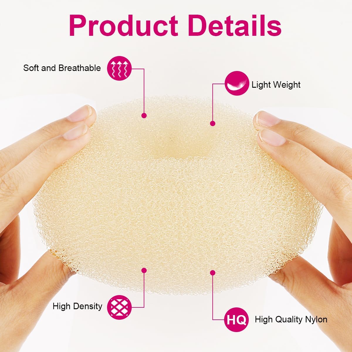 URAQT - machine à chignons donuts - 6+8cm - 4 donuts, 30 épingles, jaune crème