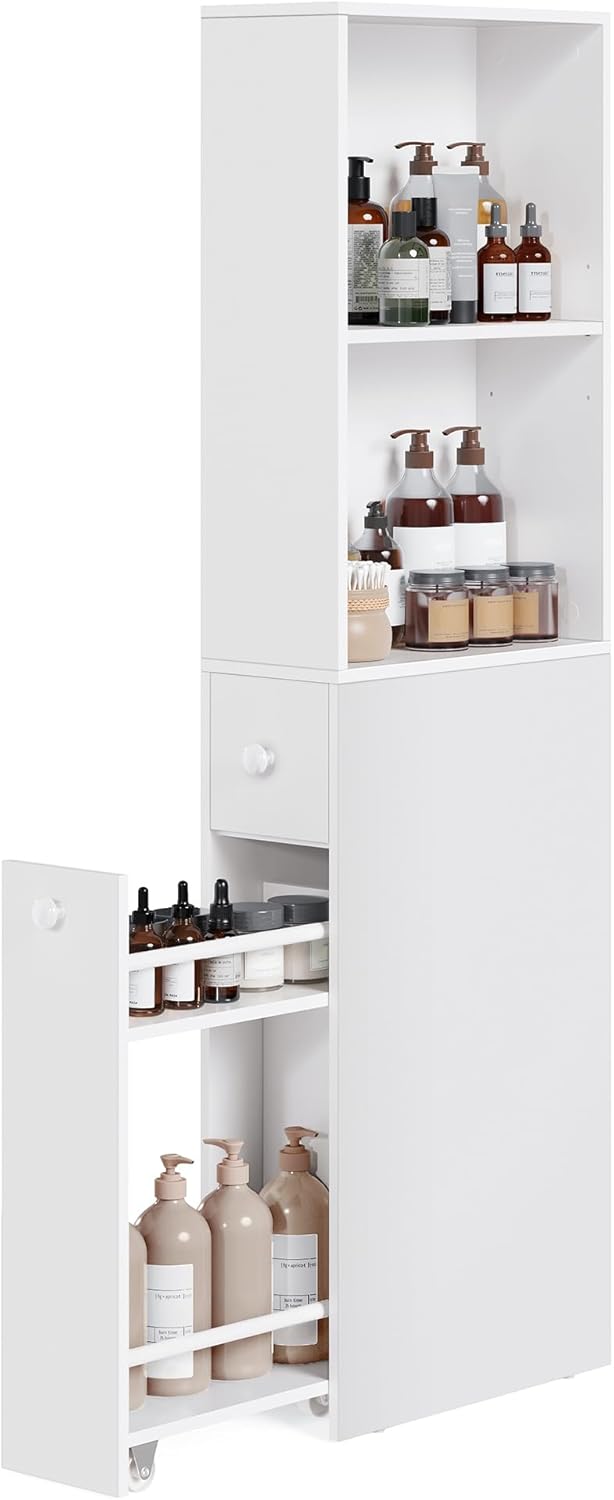 VASAGLE - colonne salle de bain moderne, tiroirs, étagère réglable, 170x30x30 cm, BBK567T14