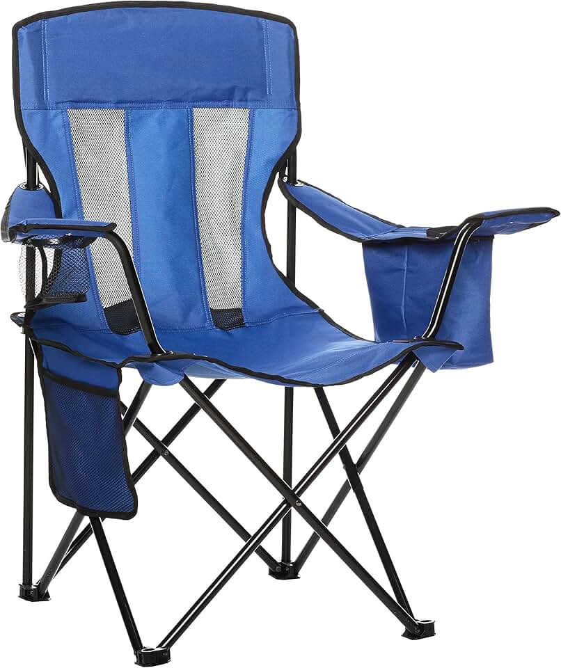 maxy-dealz Basics - chaise de camping pliante - dossier haut, poche isotherme