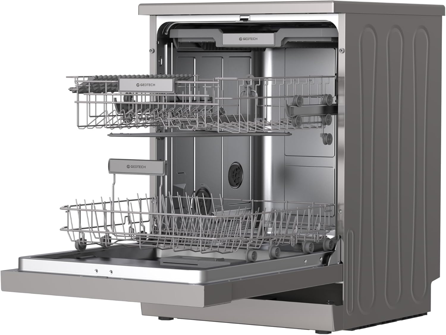 GEDTECH - Lave-vaisselle silver, 44 dB, 15 couverts, tiroir à couverts, GLV1544SL