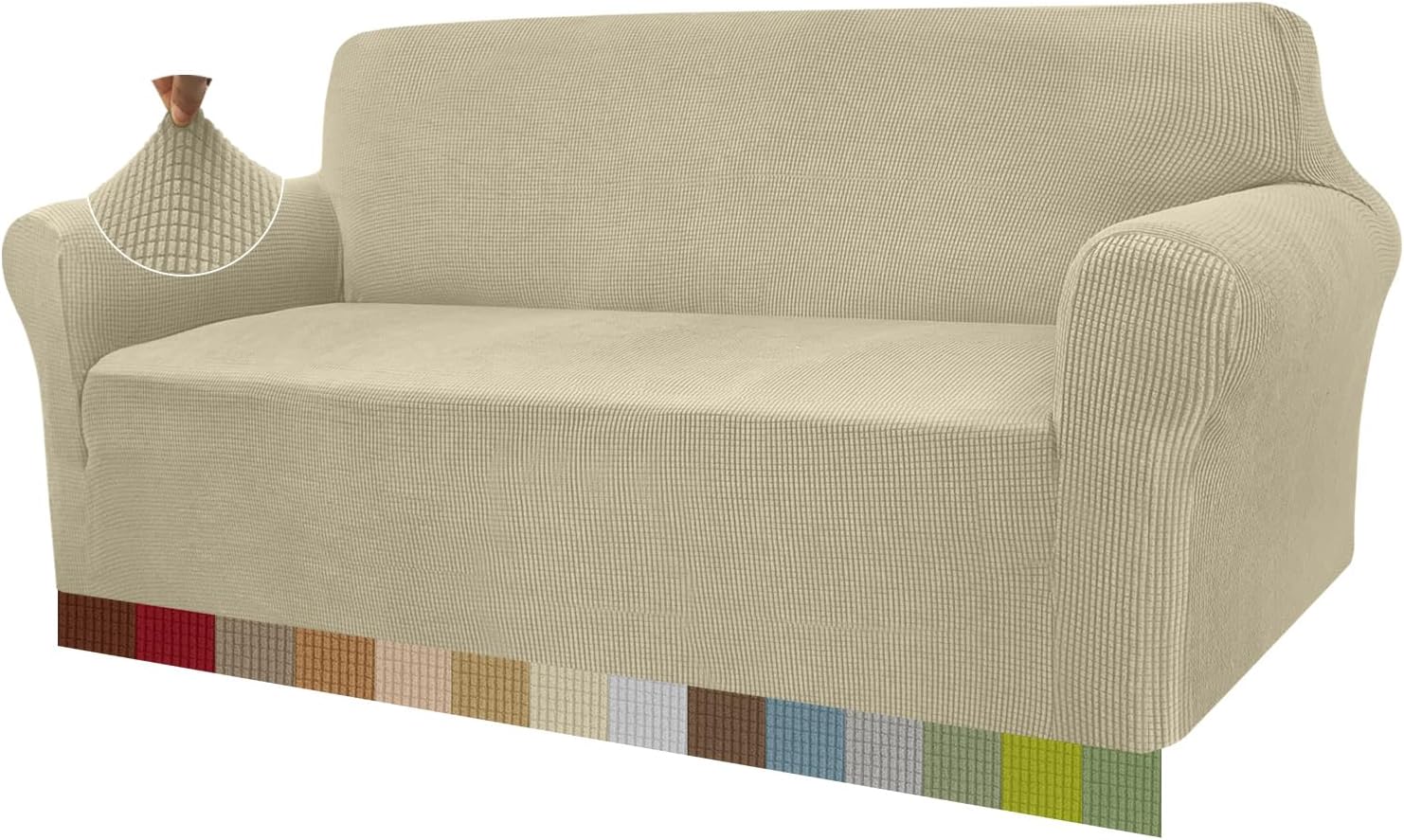 Granbest - housse canapé jacquard extensible 3 places - beige - protection animaux