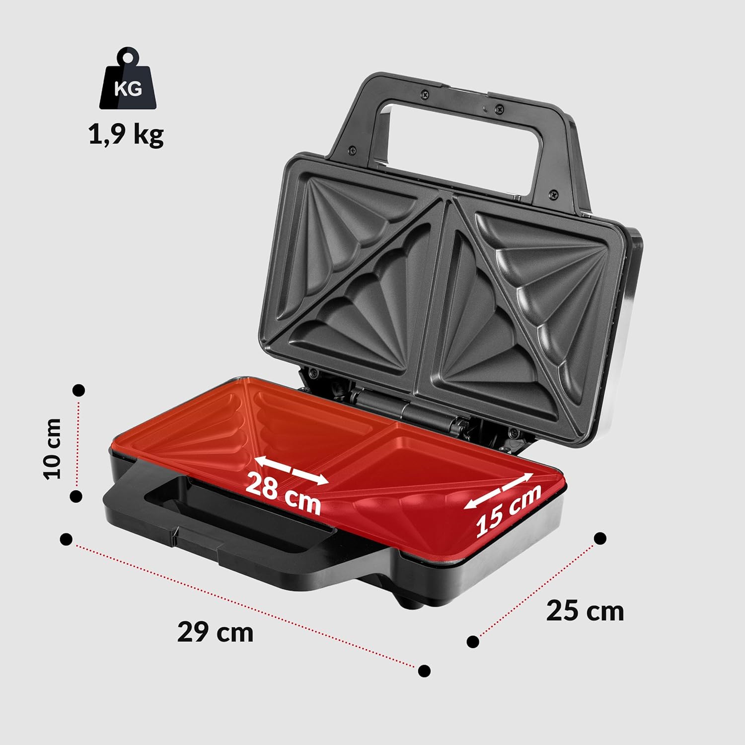 Lehmann - Croque Monsieur XL - plaques larges, antiadhésif, 1000W