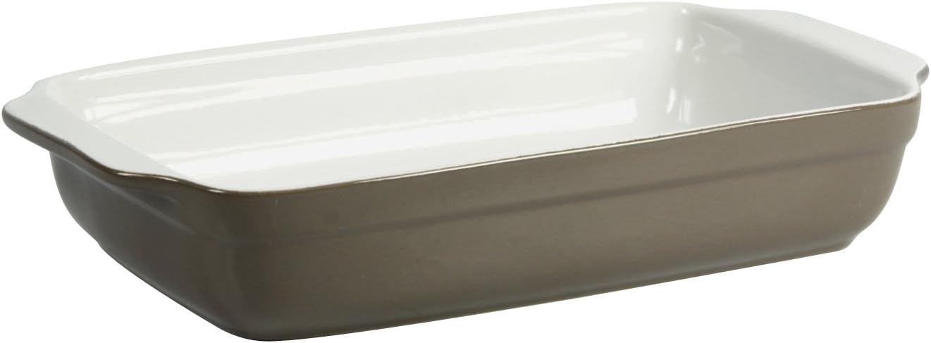 Crealys - plat à four céramique taupe avec anses 31x18,5x5,5cm 512731