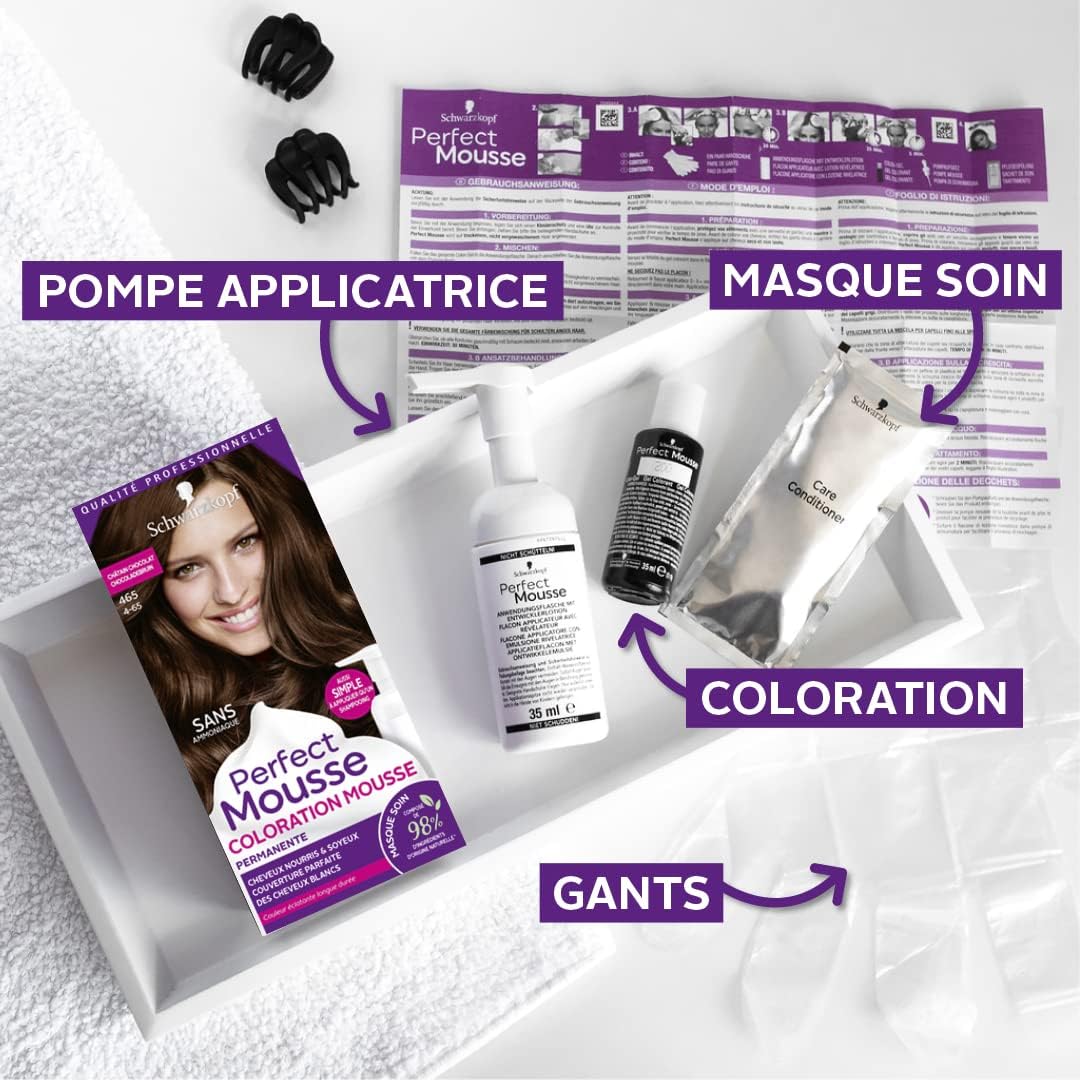 Schwarzkopf - Perfect Mousse - coloration permanente, sans ammoniaque, blond foncé cuivré, 98% naturel - 670
