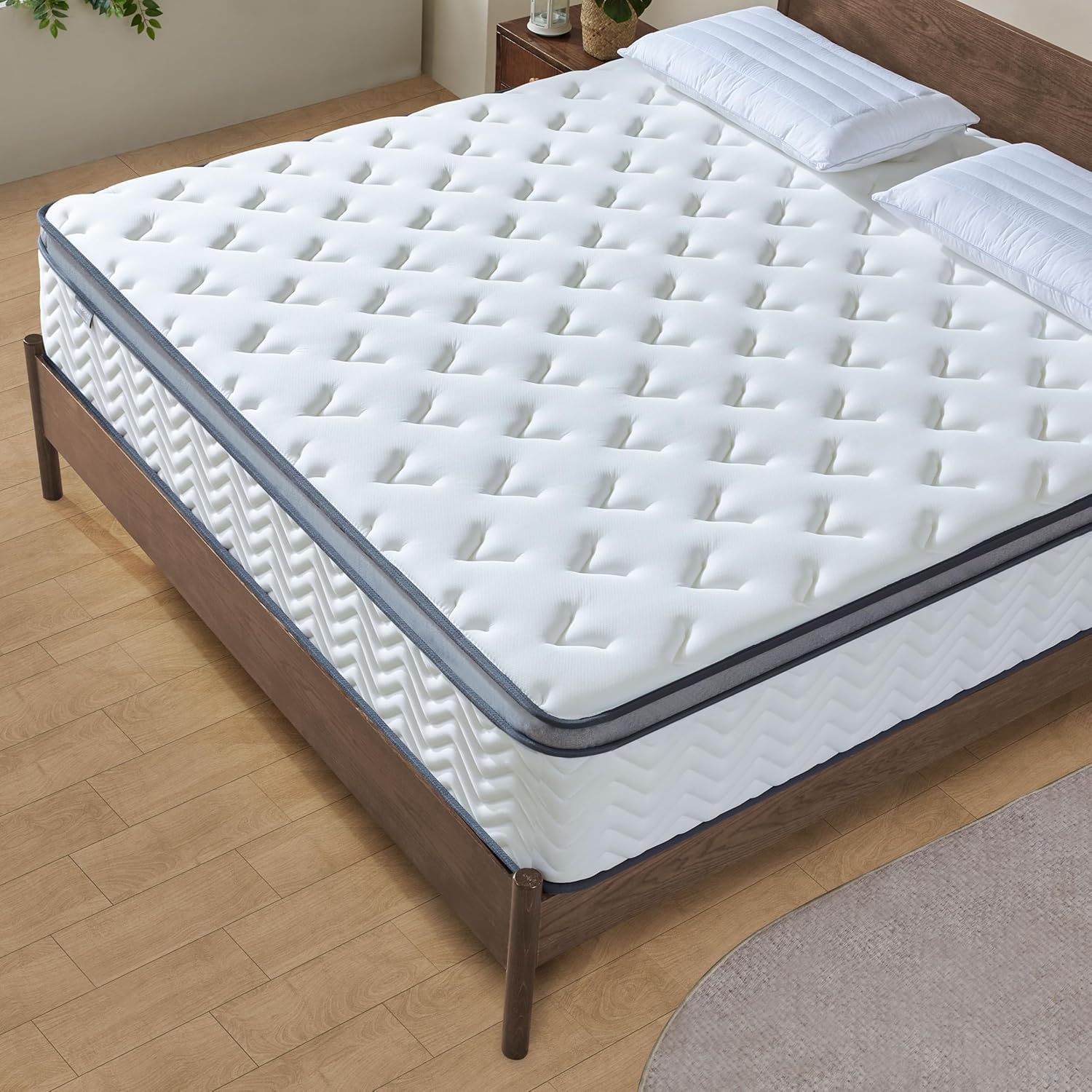 Matelas hybride 120x190cm, mi-ferme, mémoire de forme, hypoallergénique