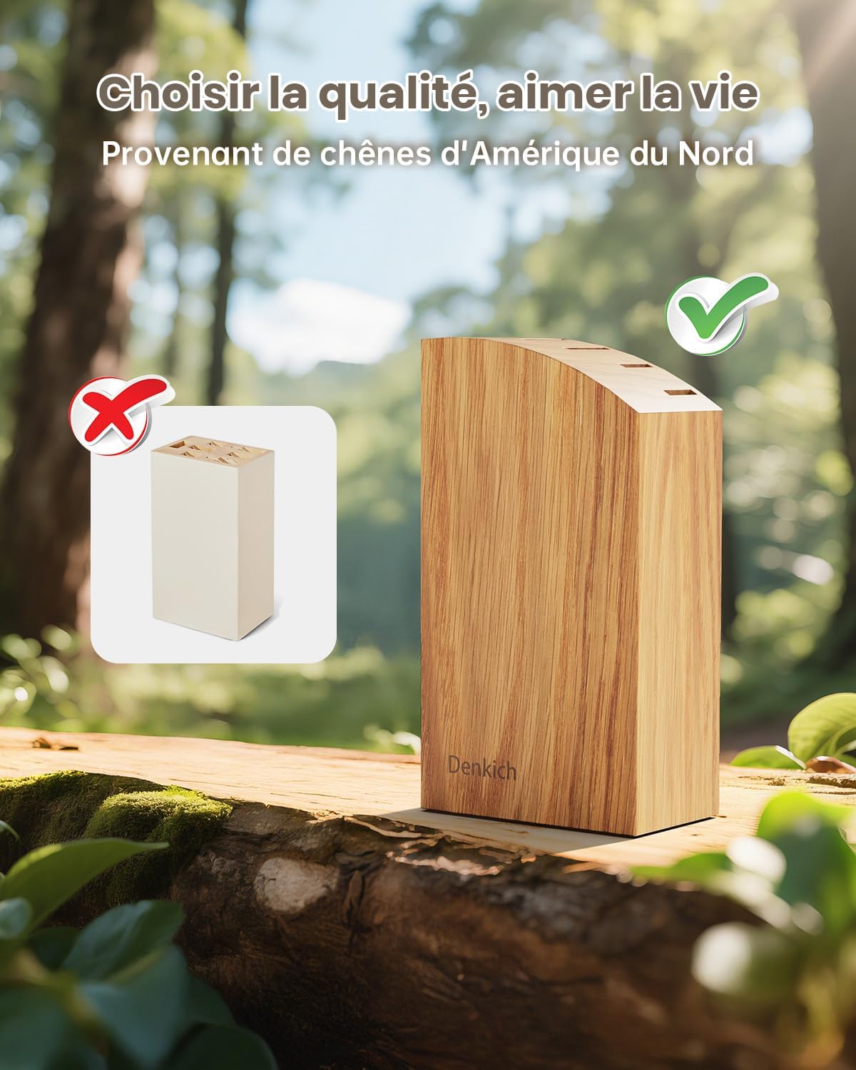 Couteaux de cuisine - set 6 pièces inox, support bois, lame 8