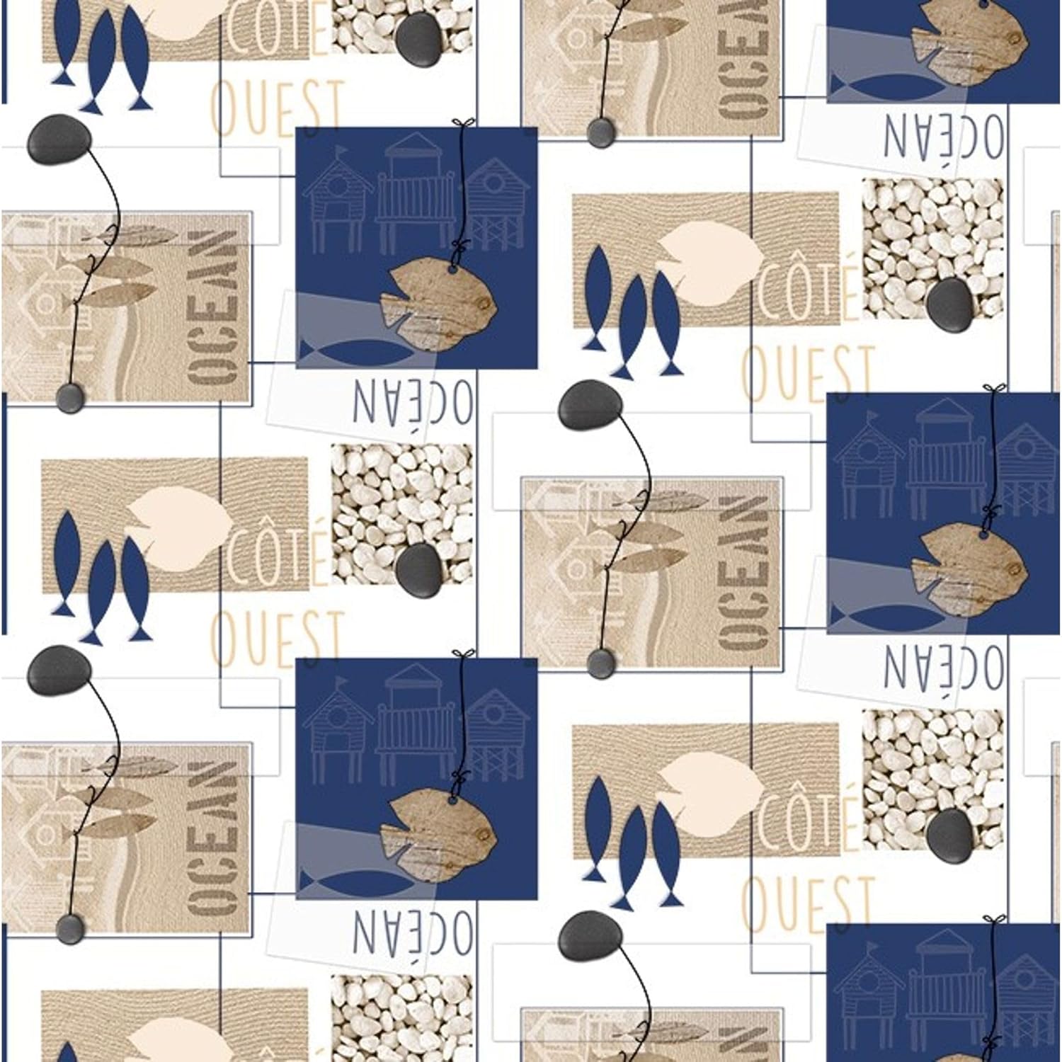 Nappe en toile cirée - rectangulaire 240x140 cm - anti-taches, imperméable, facile d'entretien, Ocean Bleu