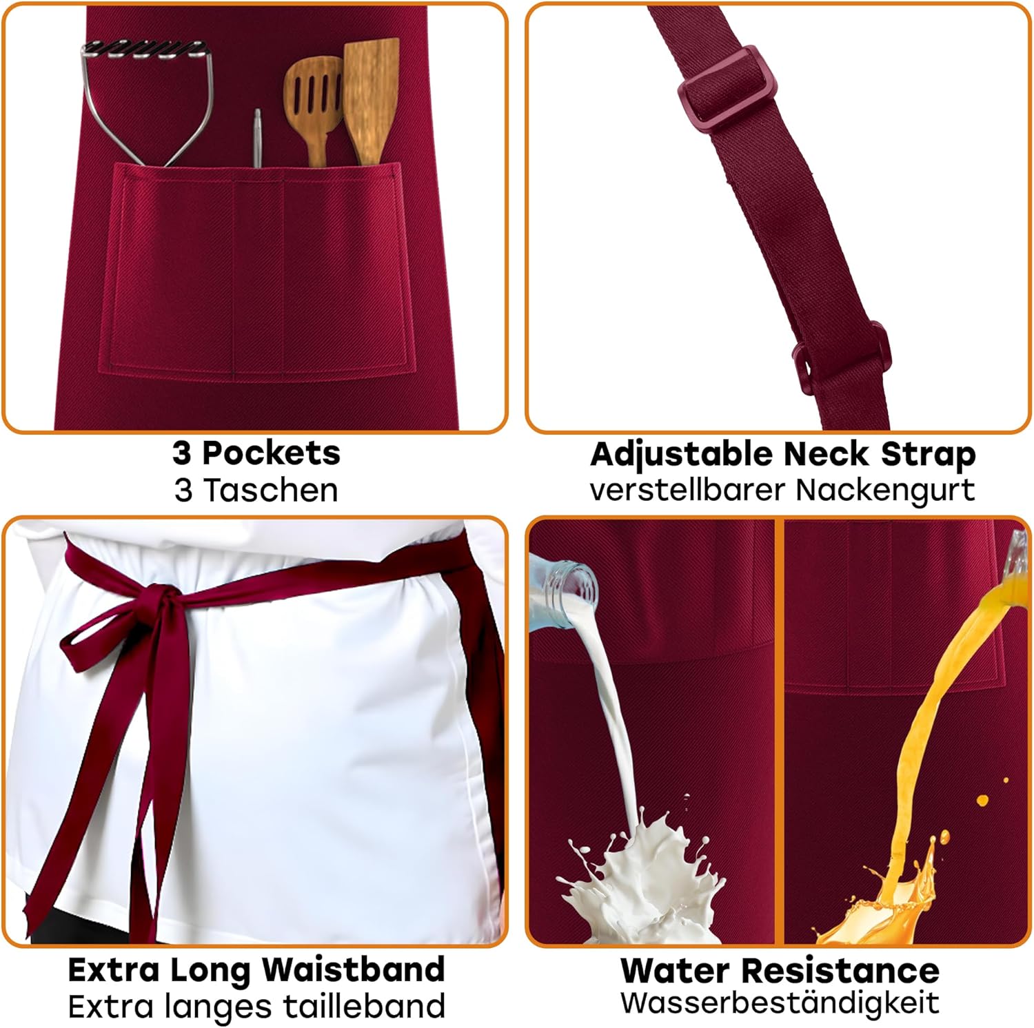 LEFUNDA - Tablier étanche réglable 3 poches longues lanières