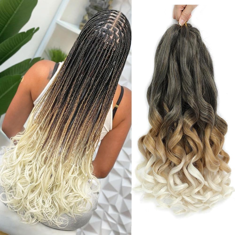 Extensions de Tresses Bouclées - 56cm - 7 paquets, mèches curly, 1B/27/613