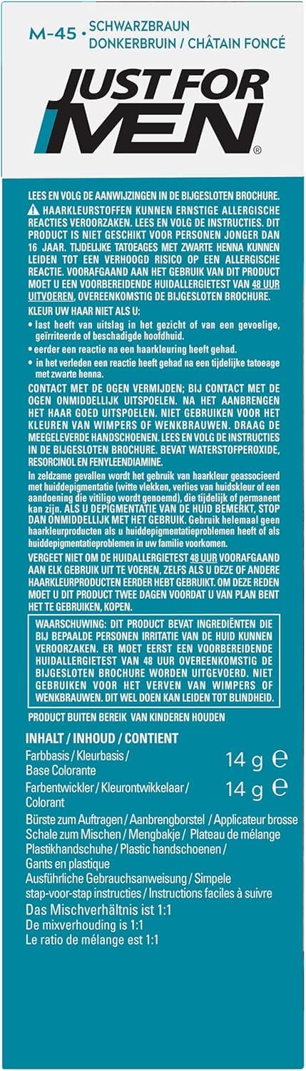 Just For Men - coloration barbe & moustache, naturel, sans ammoniaque, peigne inclus, châtain clair, M25