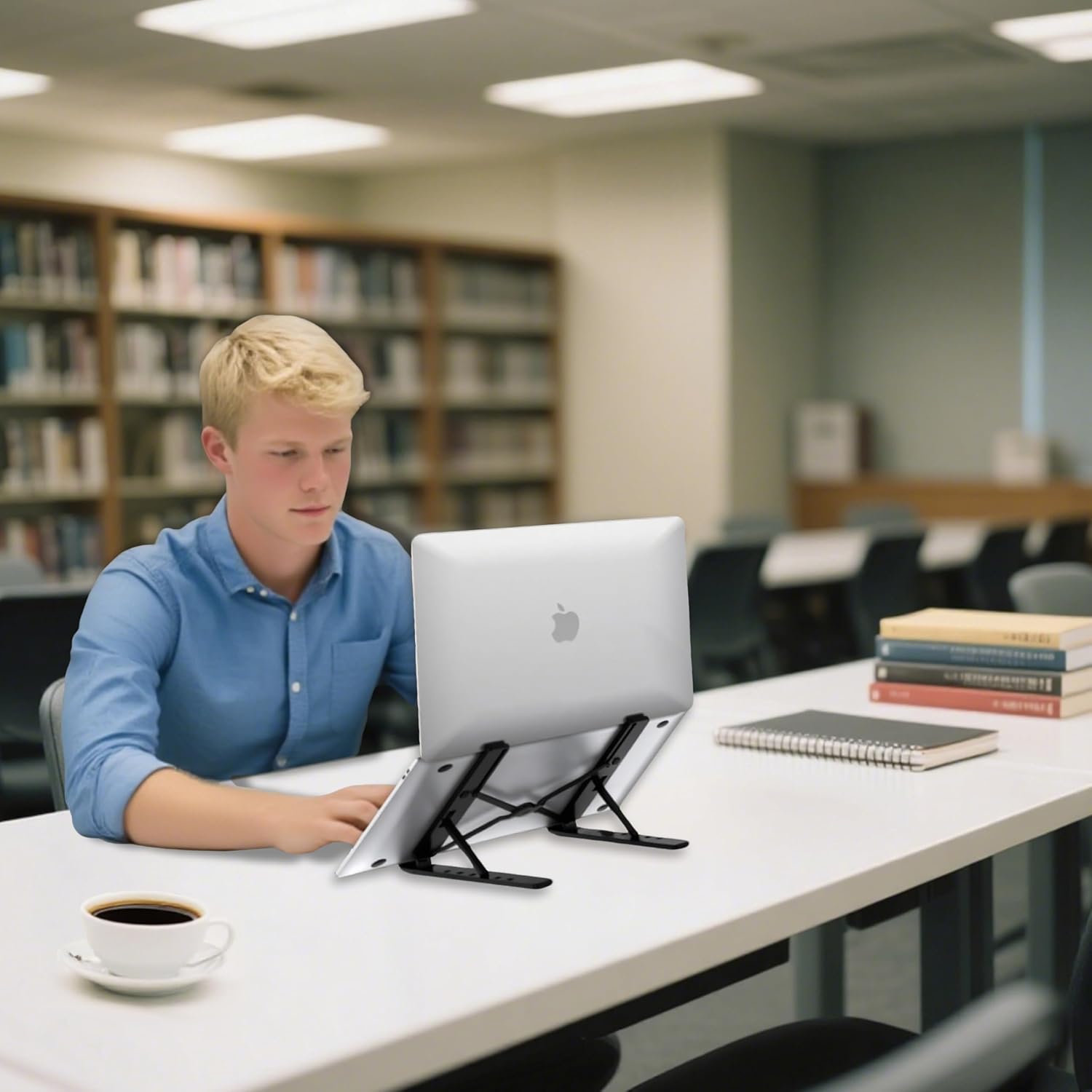 AiTodos - Support ordinateur portable aluminium - léger pliable, 6 réglages, dissipation chaleur, compact - Noir