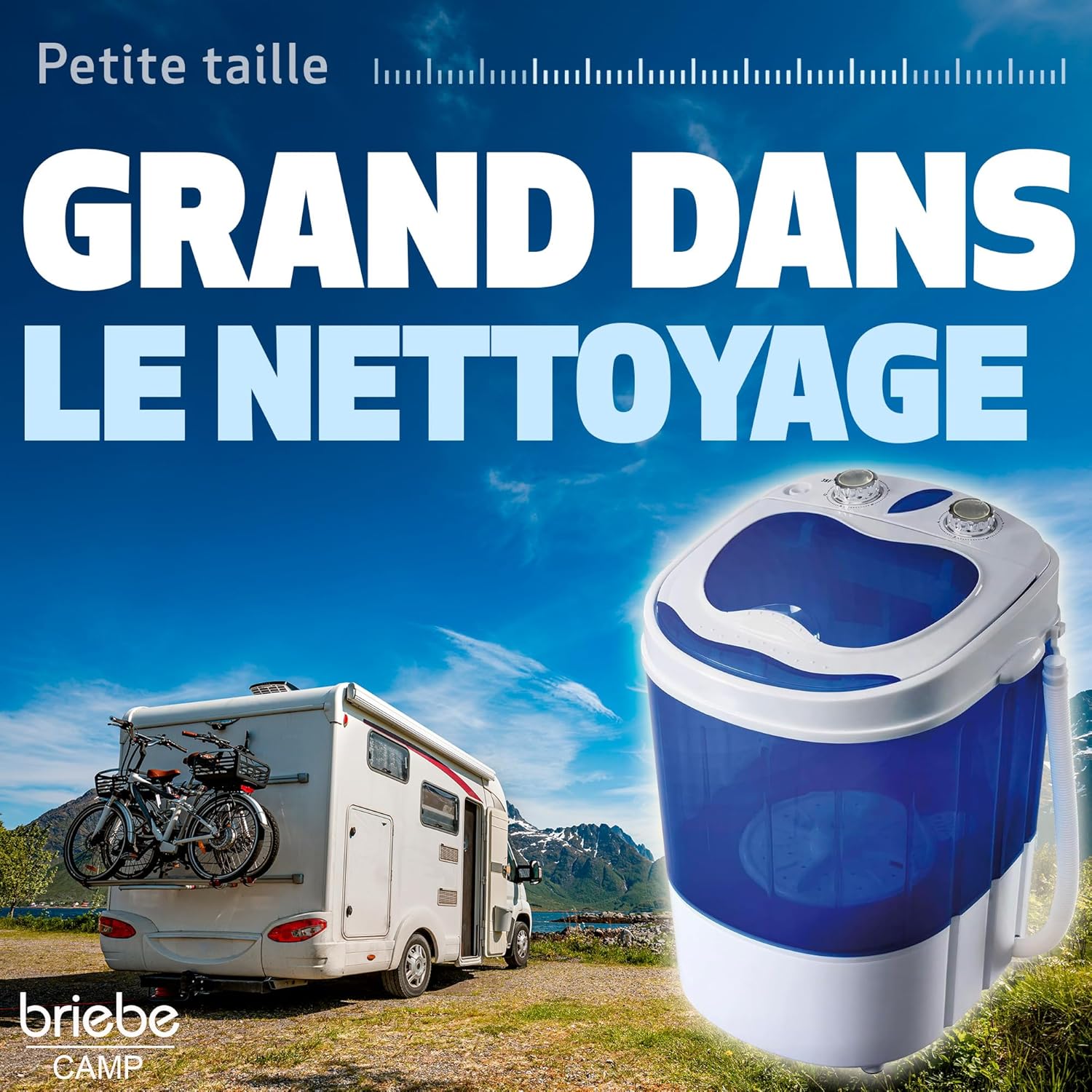 briebe - Mini Machine à Laver portable 3kg, faible conso, WM1111