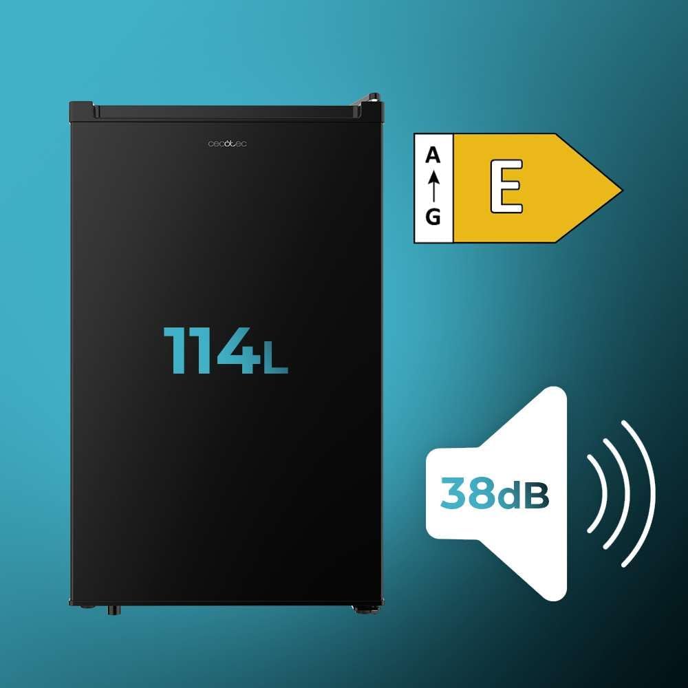 Cecotec - Bolero CoolMarket TT - 114L compact, classe E, porte réversible, TT114L Black