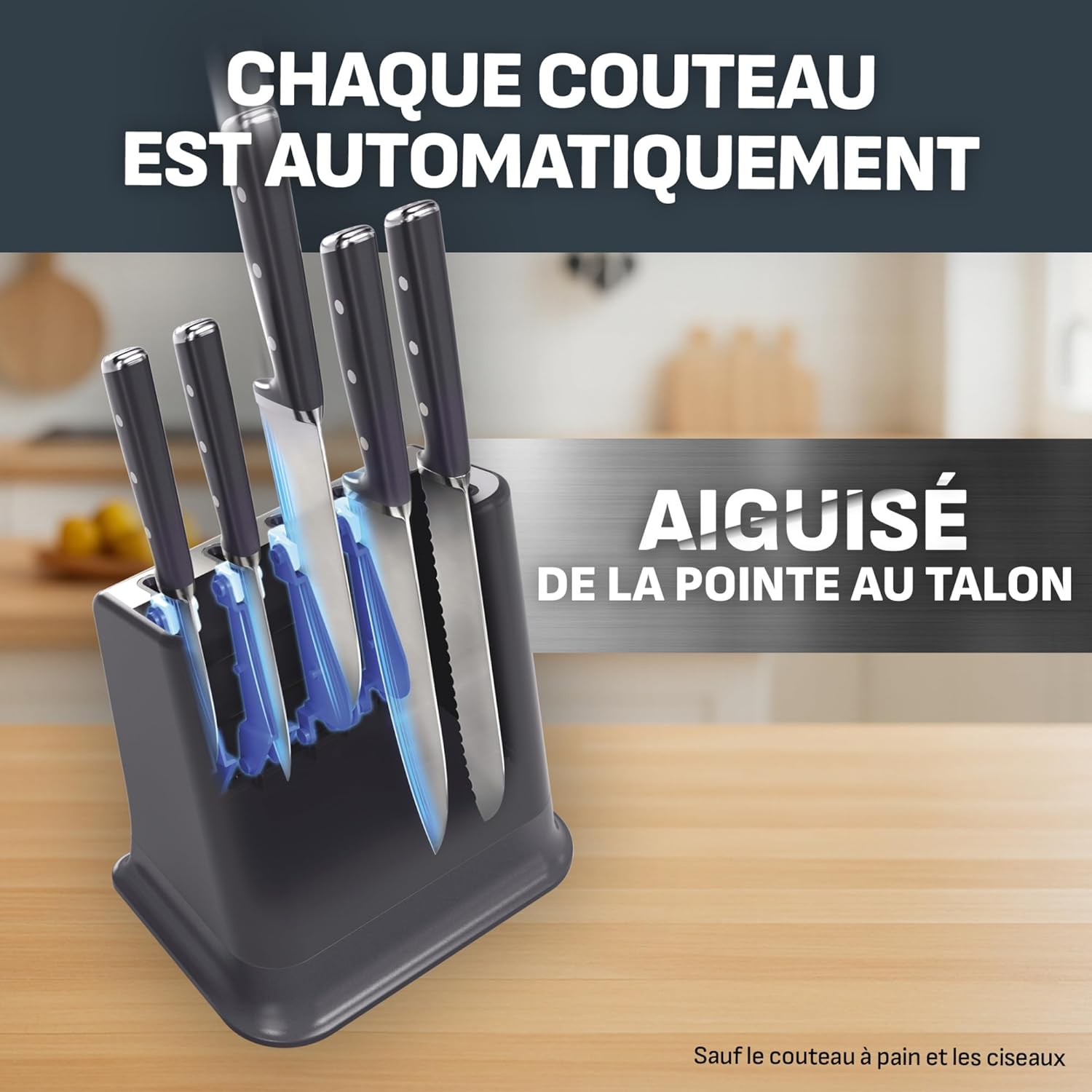 Tefal – EverSharp 6 pièces – Bloc couteaux affûteur intégré, K297S744