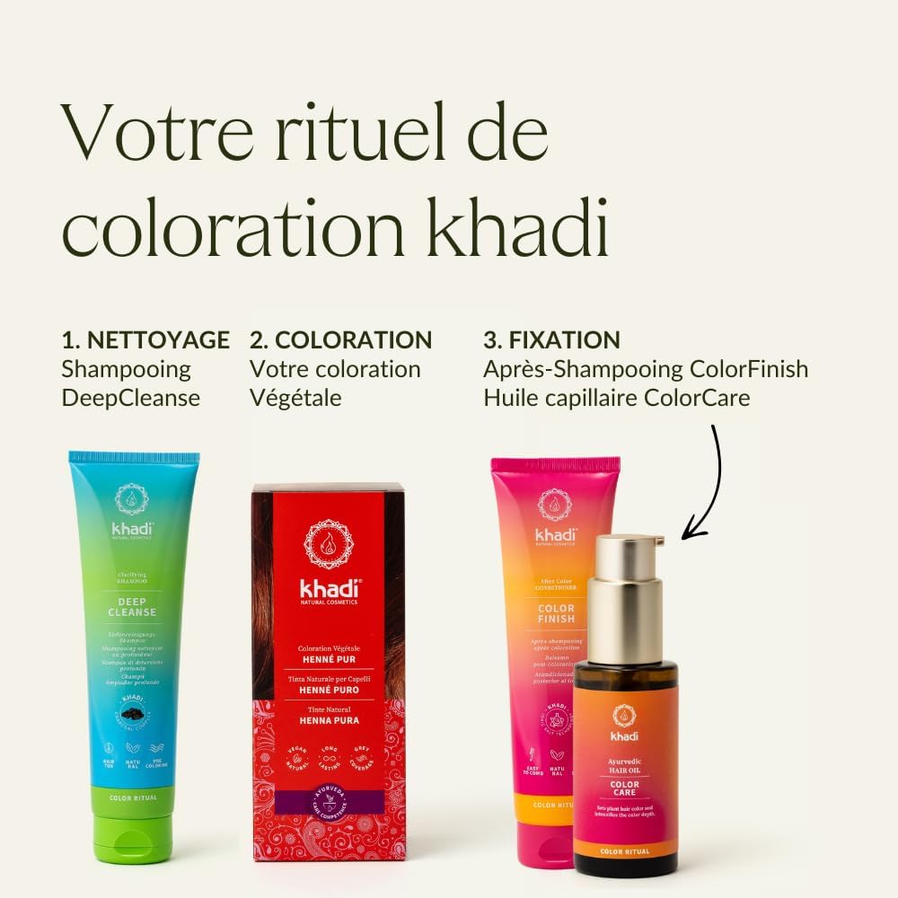 Khadi - Henné Pur - 100 g - coloration cheveux rouge intense, 100 % végétale