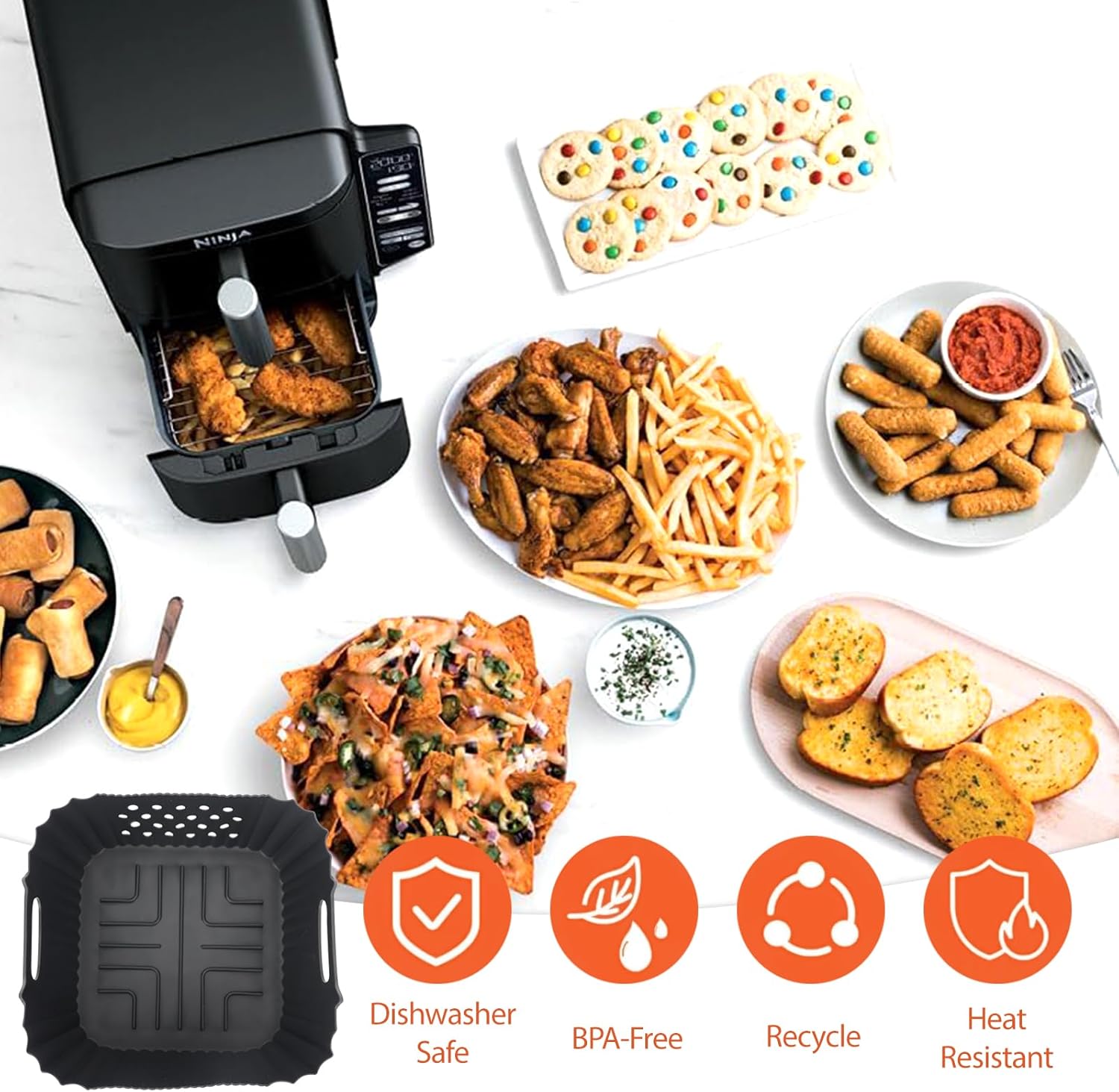 Moule silicone air fryer - compatible Ninja Double Stack 7,6L - réutilisable, extra haute - SL300EU