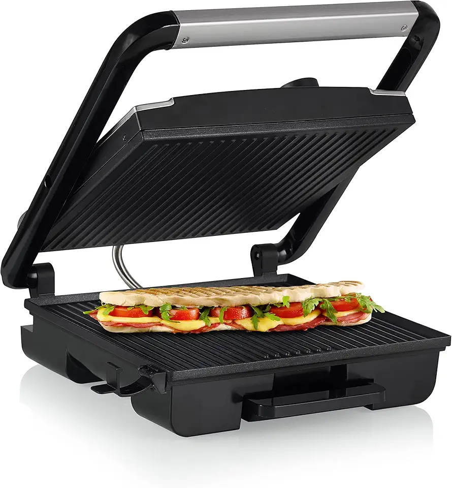 Princess – Appareil à paninis, brossé, 30x27cm, 2 portions, 2000W