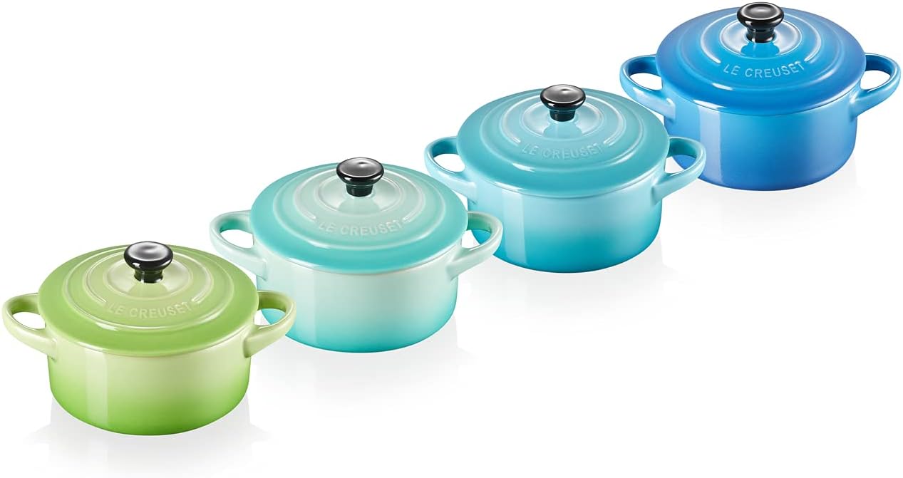 Le Creuset - Mini Cocottes Rondes Brise Marine - 10cm, 200ml - set de 4 - 79212105139100