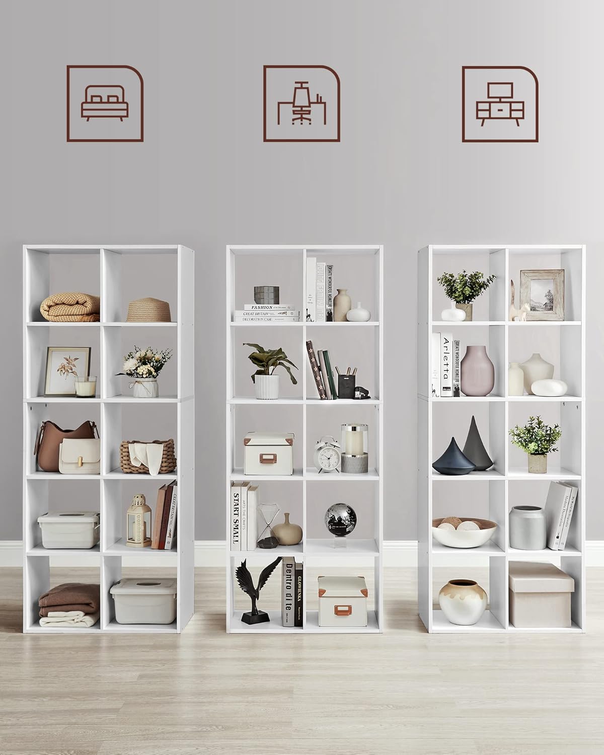 VASAGLE - bibliothèque cube scandinave - 10 cases, blanc, rangement LBC168T14