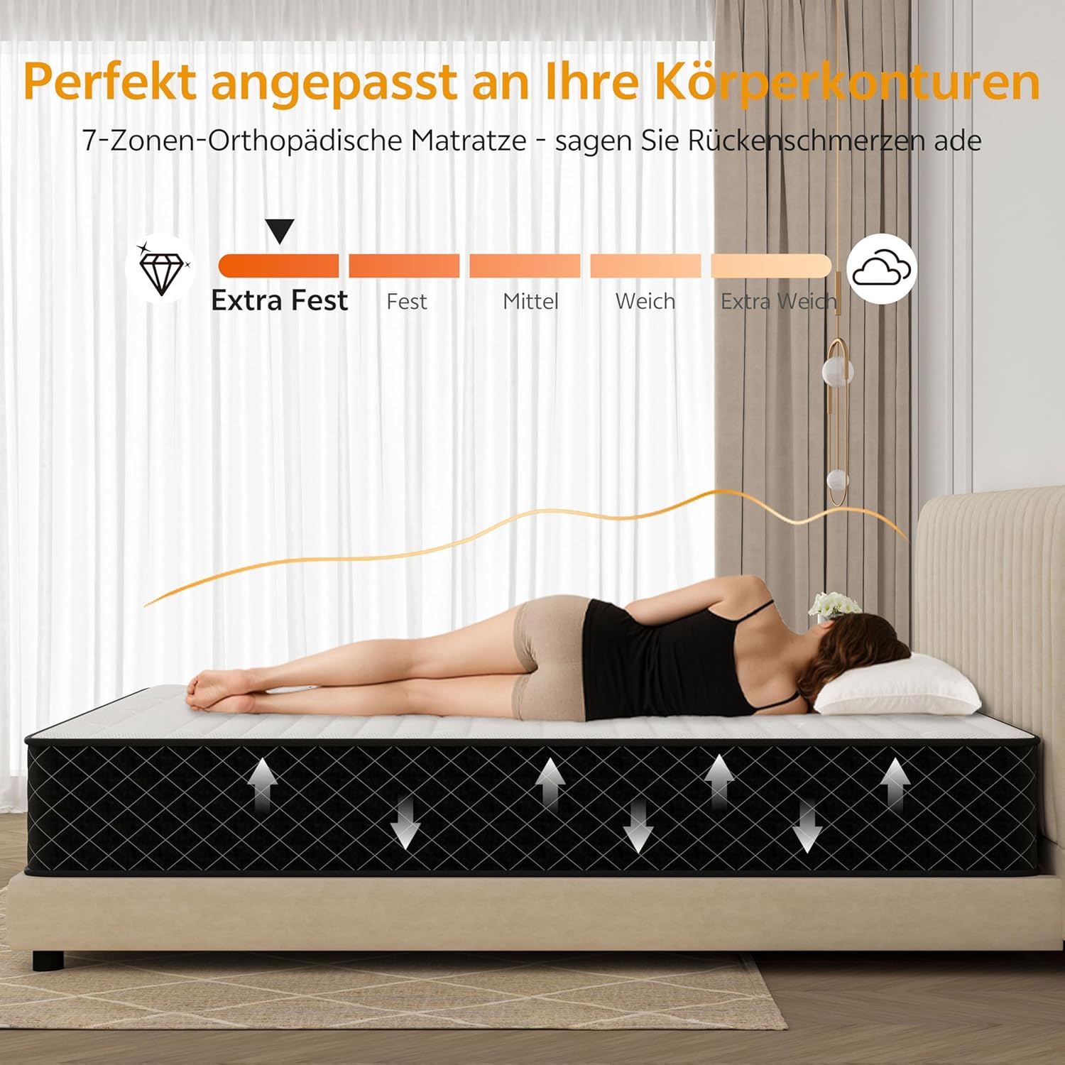 PurrJoys - Matelas 80x200 cm - ressorts ensachés, 7 zones, Oeko-TEX, 25 cm