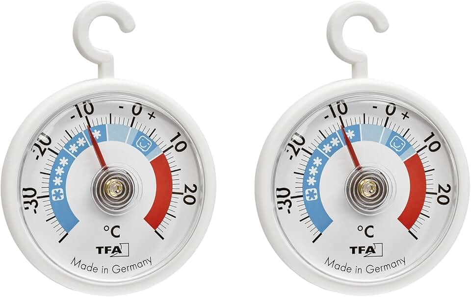 TFA Dostmann - thermomètres analogiques blancs - maniables, crochets, zones réfrigération - 95.1036