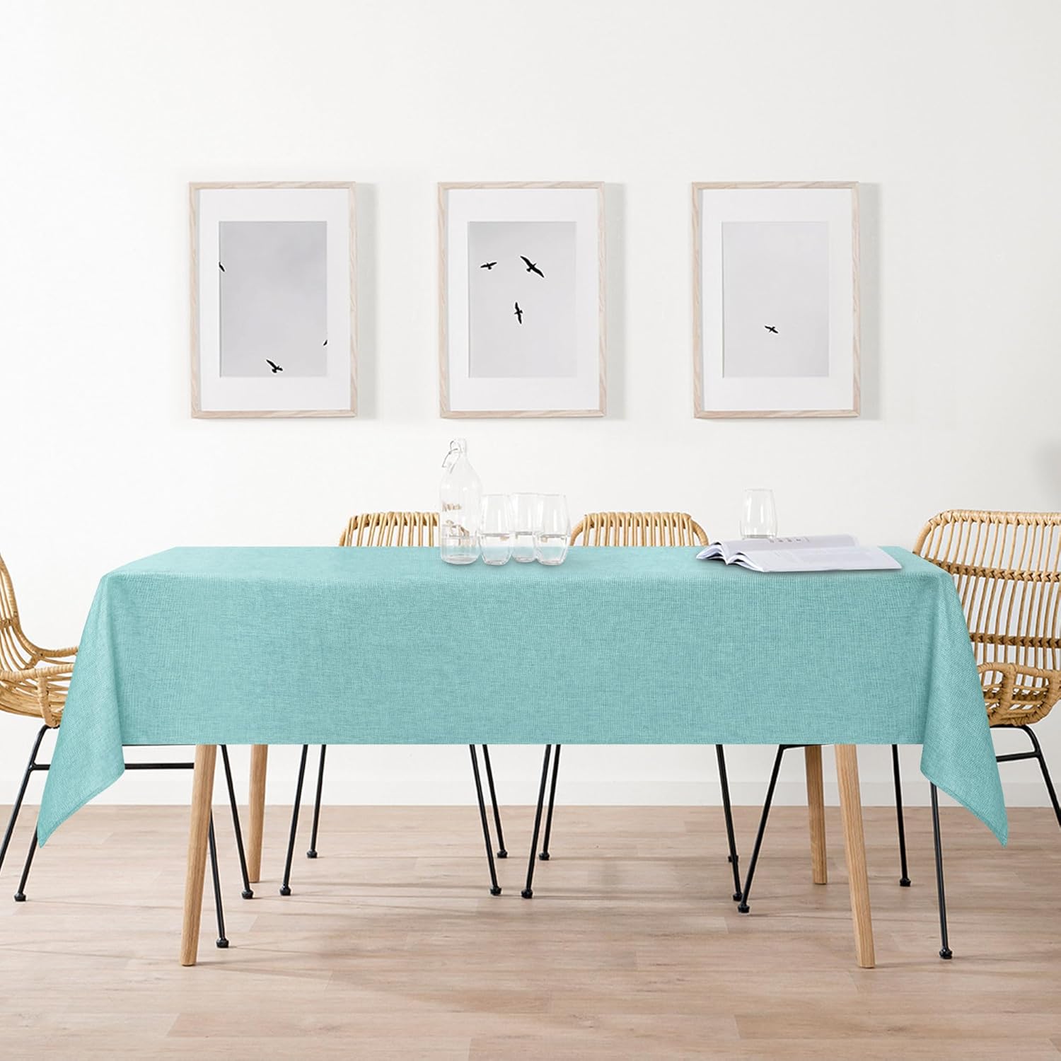 DWCN - nappe aspect lin 135x200cm, lavable, imperméable, anti-tache