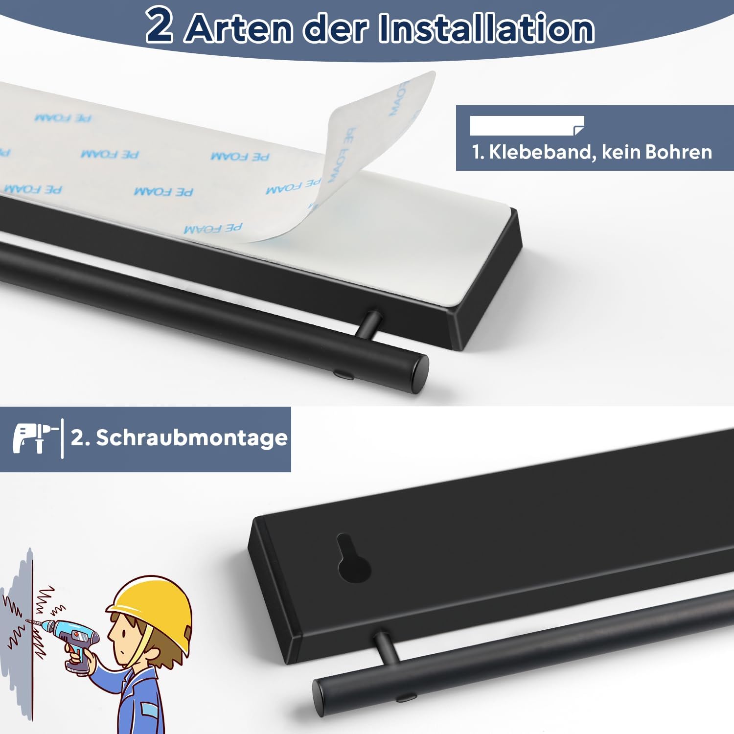 Dmore - barre magnétique à couteaux 30cm, 5 crochets, fixation adhésive