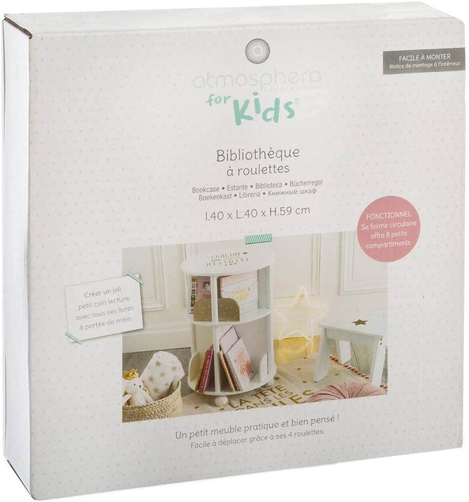 Atmosphera - Bibliothèque enfant ronde - blanc/rose H59 cm - design compact