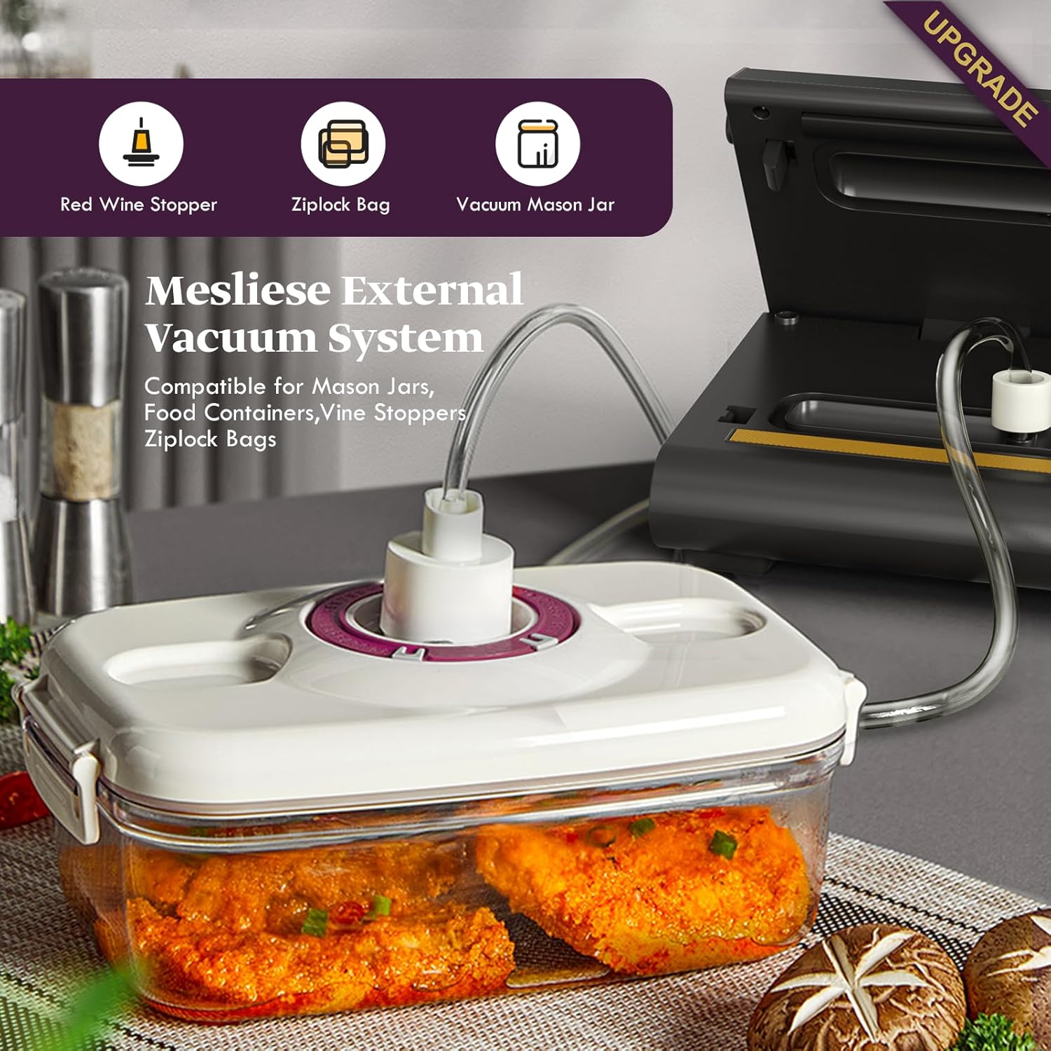 Mesliese - machine sous vide 6-en-1 compacte - 90Kpa - rouleaux + sacs inclus