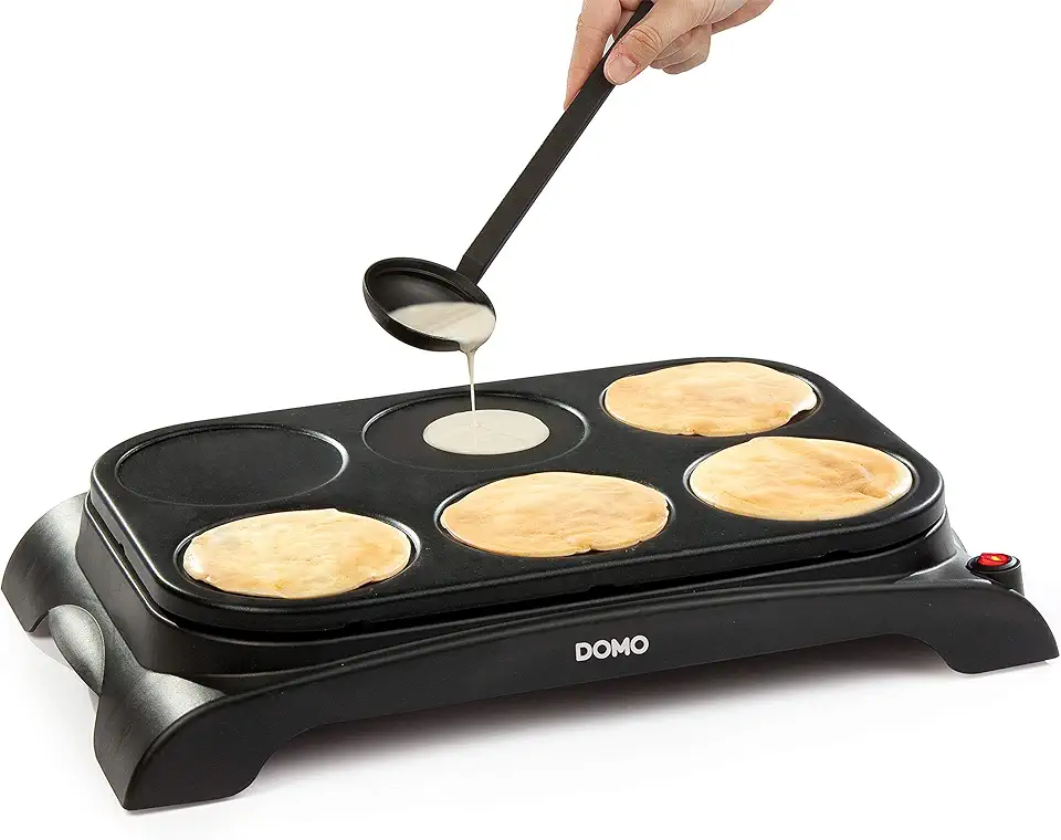 DOMO - Pancake Maker série DO8709P - 6 mini crêpes Ø11,5 cm - louche incluse - DO8709P