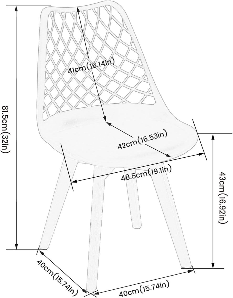 Eggree - Lot de 8 chaises scandinaves blanches, bois hêtre, assise creusée, coussin, motifs ajourés, testées SGS