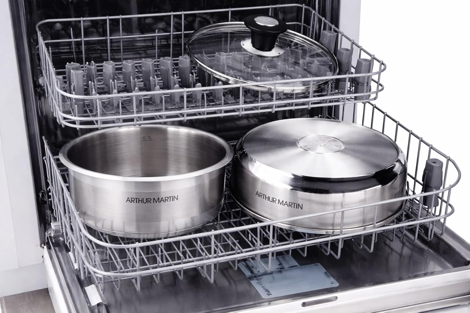 Arthur Martin - set 3 poêles inox poignée amovible induction - AM9728