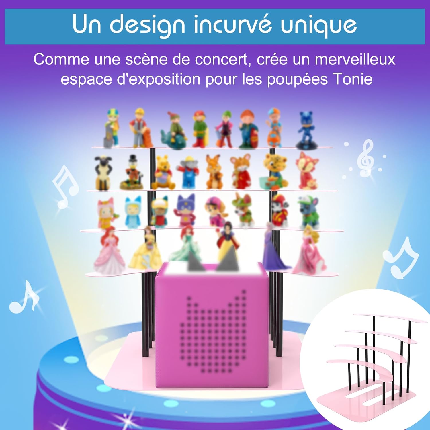 Étagère pour Tonie - présentoir métal, rangement 30-40 figurines, déco chambre enfant, coloris rose