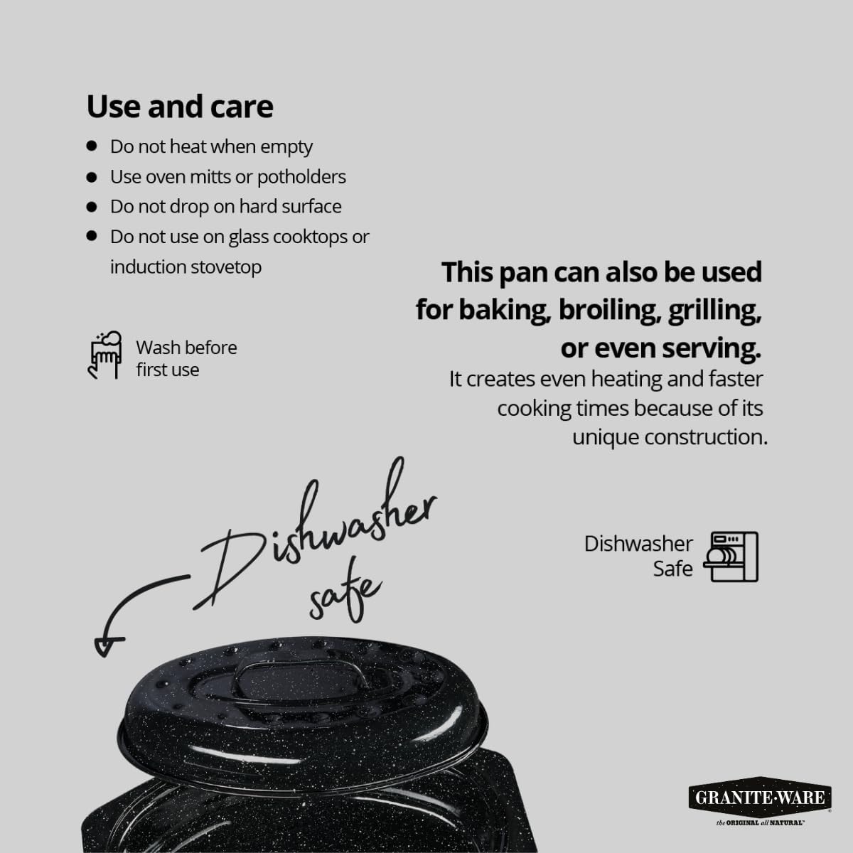 Granite Ware - Roaster 6106 - 33x20x11 cm - Acier carbone noir