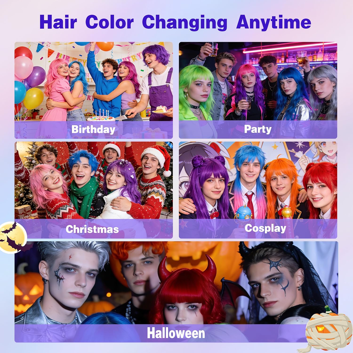 Spray coloration capillaire temporaire - violet - usage unique - lavable