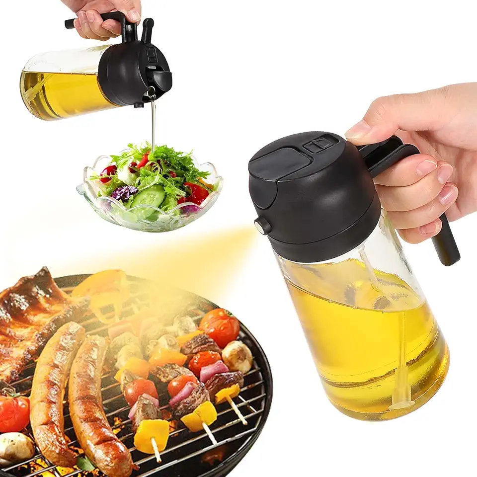 Spray huile cuisine 2en1 en verre 470ml, pour grillades et cuisson