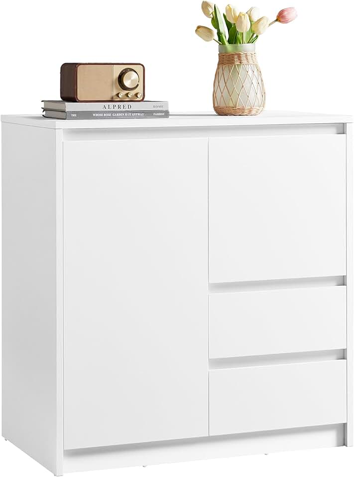 VASAGLE - buffet moderne, 40x70x74,5 cm, porte, étagère réglable, BBK243W01V1