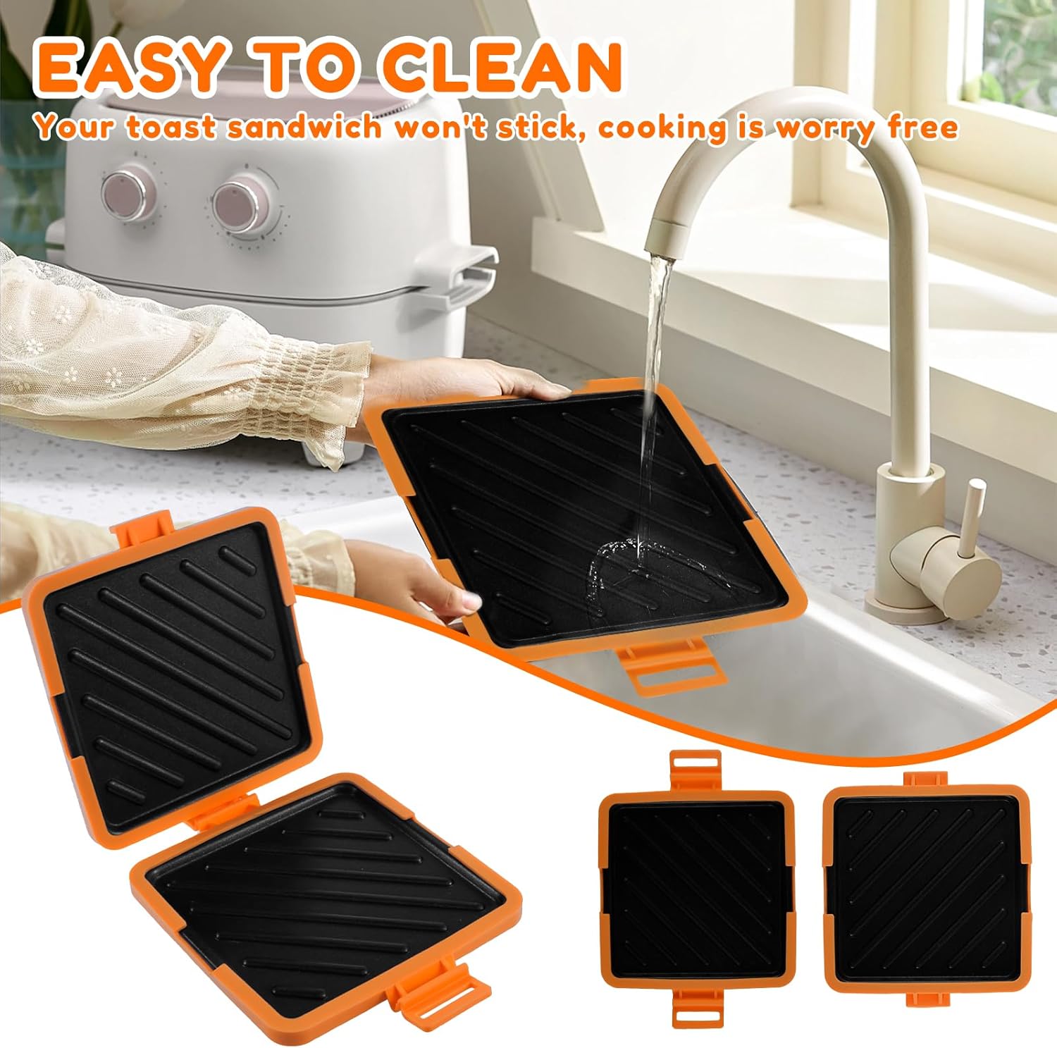 Machine à sandwichs micro-ondes - silicone sans fil, antiadhésive, orange