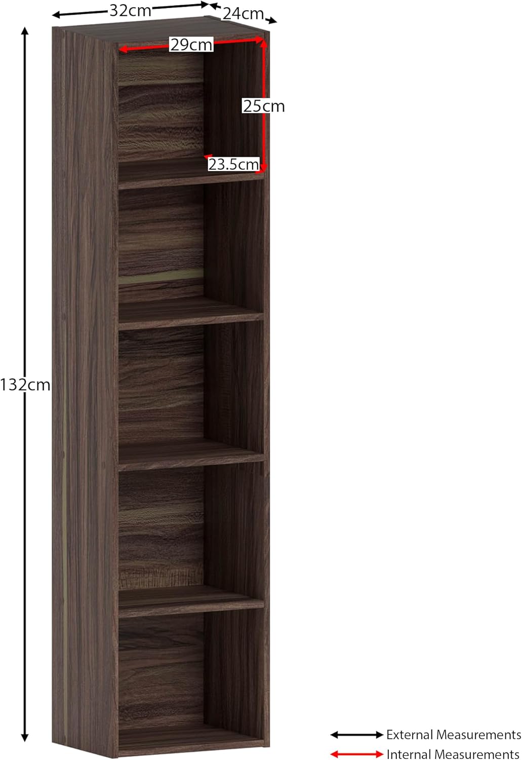 Vida Designs - Oxford bibliothèque 5 étages - bois noyer - rangement élégant